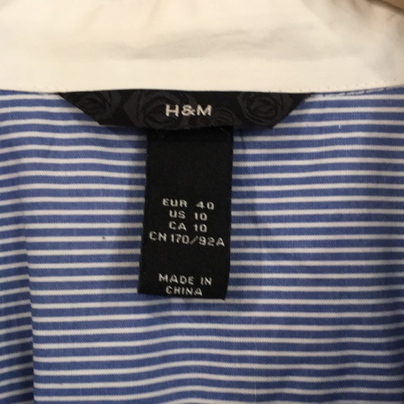 👍$5/Bundle H&M Women Contrasting Collar & Cuffs Button Blouse Sz 10 100% Cotton - Picture 2 of 10